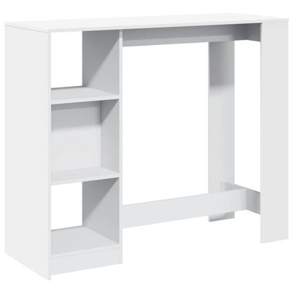 White Engineered Wood Bar Table with Shelf, 124x46x103.5 cm