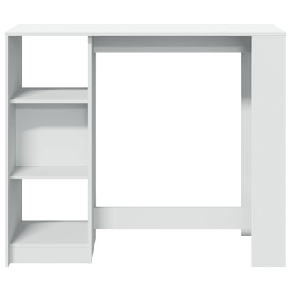 White Engineered Wood Bar Table with Shelf, 124x46x103.5 cm