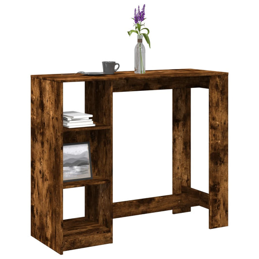 Smoked Oak Bar Table with Shelf - Engineered Wood 124x46x103.5 cm