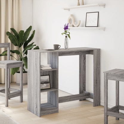 Grey Sonoma Bar Table with Shelf 124x46x103.5 cm - Engineered Wood