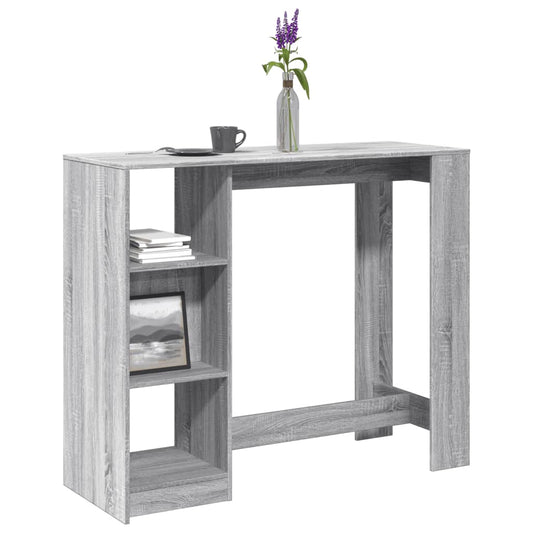 Grey Sonoma Bar Table with Shelf 124x46x103.5 cm - Engineered Wood