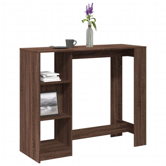Brown Oak Bar Table with Shelf, 124x46x103.5 cm, Engineered Wood