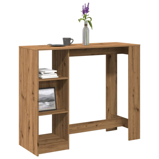 Artisan Oak Bar Table with Shelf, Engineered Wood 124x46x103.5 cm