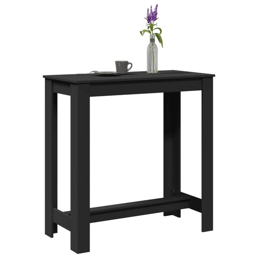 Sleek Black Bar Table, Engineered Wood, 102x50x103.5 cm