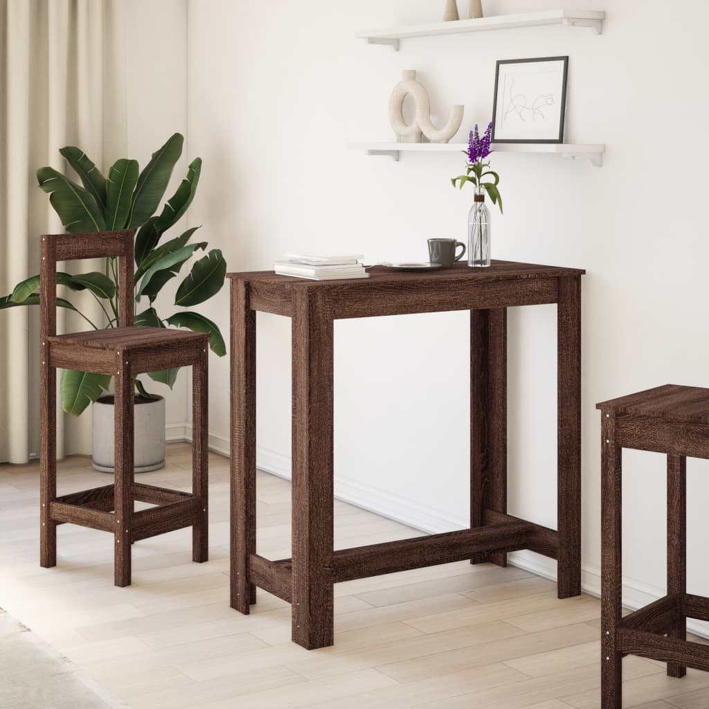 Brown Oak Bar Table - Engineered Wood, 102x50x103.5 cm