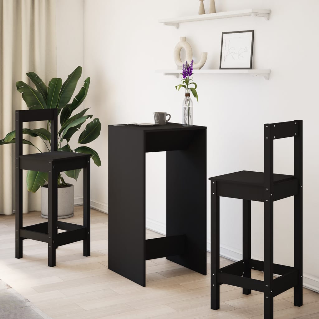 Sleek Black Bar Table, Engineered Wood, 51x50x103.5 cm