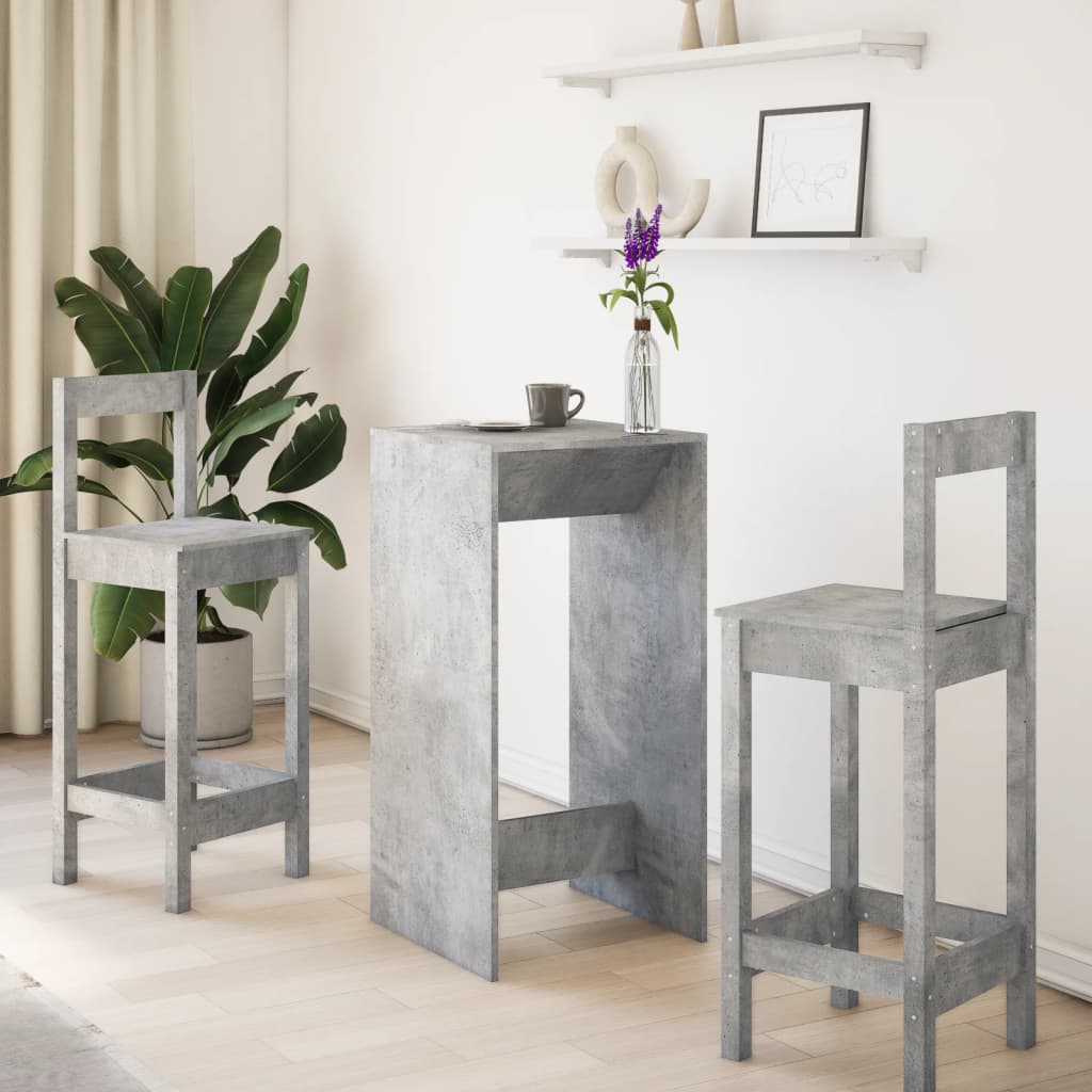 Concrete Grey Engineered Wood Bar Table - 51x50x103.5 cm