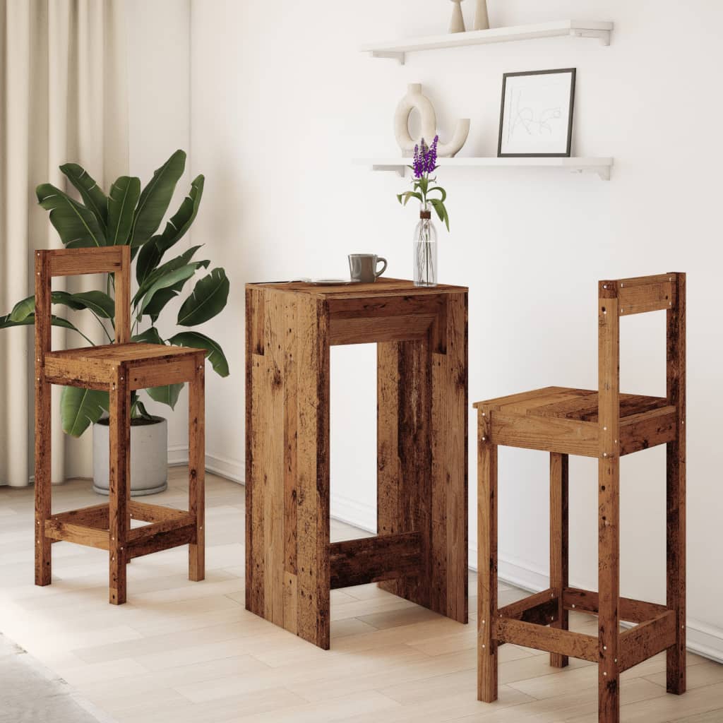 Vintage-Style Bar Table, Old Wood, Engineered, 51x50x103.5 cm