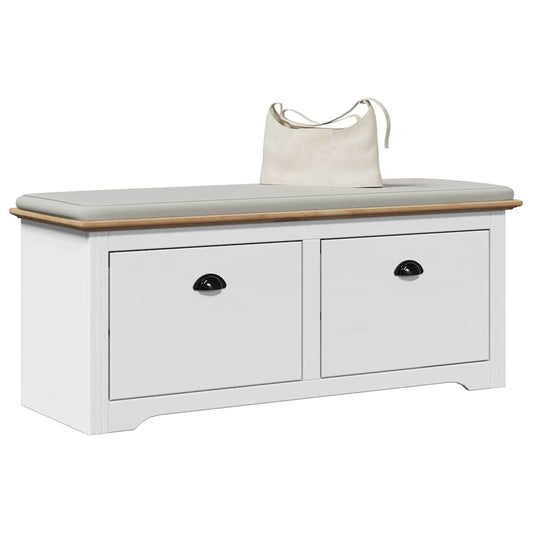 Stylish Hallway Bench BODO - White & Brown, 114x40x45 cm