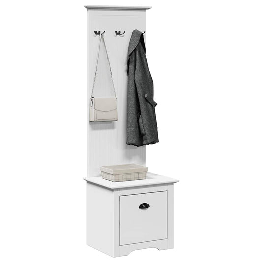 BODO White Hallway Cabinet with Hooks, 50x40x157 cm