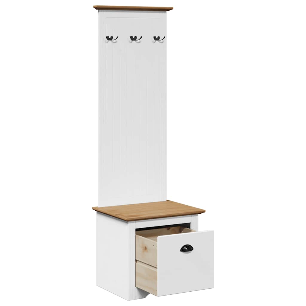 BODO White & Brown Hallway Cabinet with Hooks, 50x40x157 cm