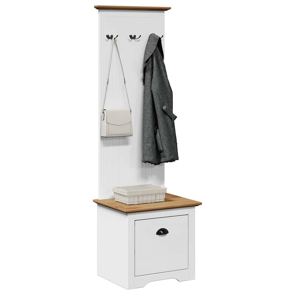BODO White & Brown Hallway Cabinet with Hooks, 50x40x157 cm