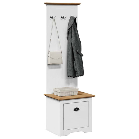 BODO White & Brown Hallway Cabinet with Hooks, 50x40x157 cm