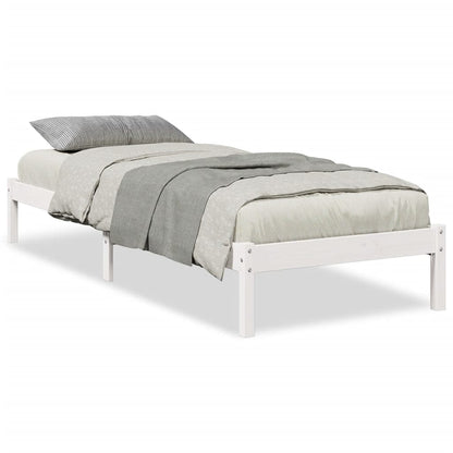 Solid Pine Extra Long White Bed Frame 90x210 cm – No Mattress