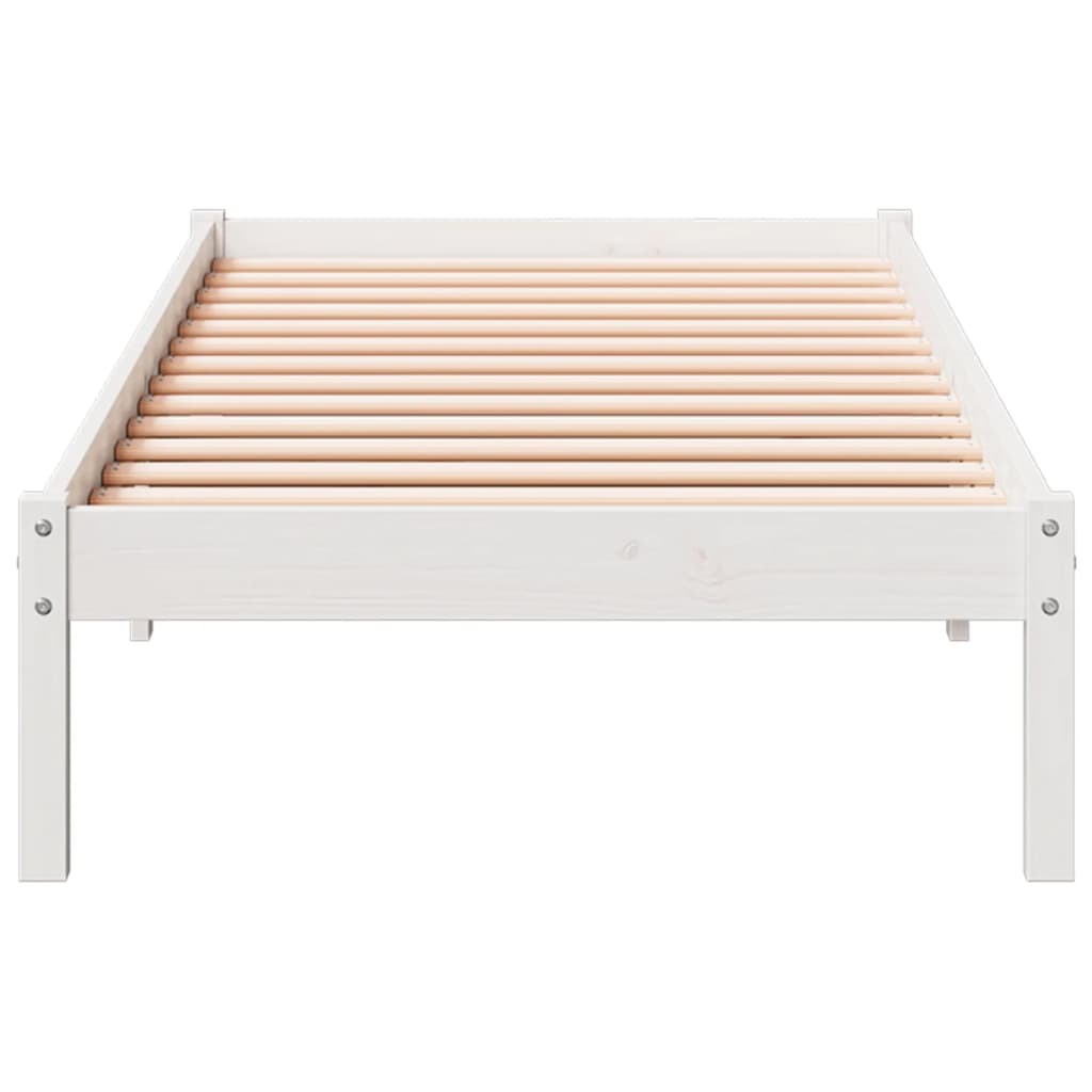 Solid Pine Extra Long White Bed Frame 90x210 cm – No Mattress