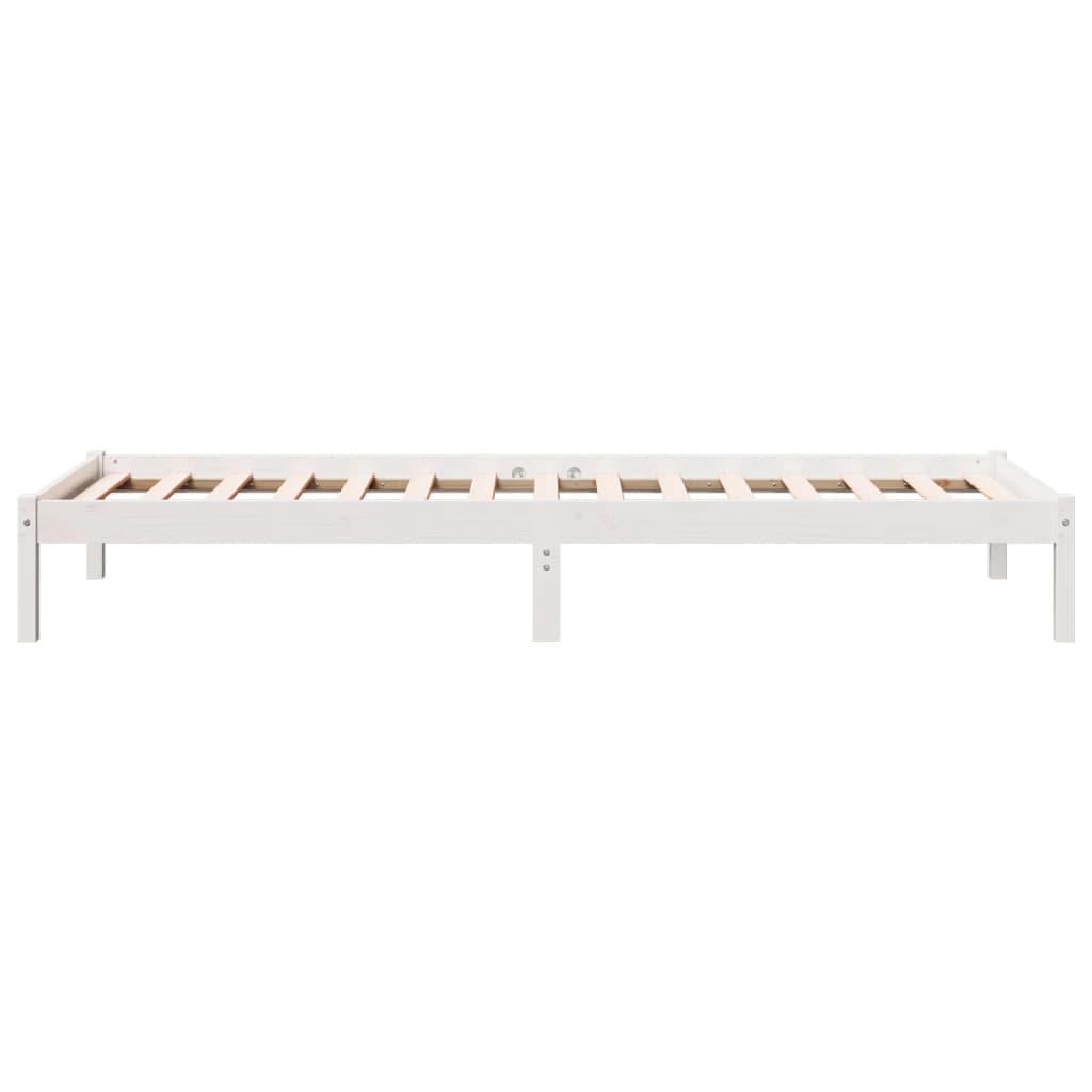 Solid Pine Extra Long White Bed Frame 90x210 cm – No Mattress