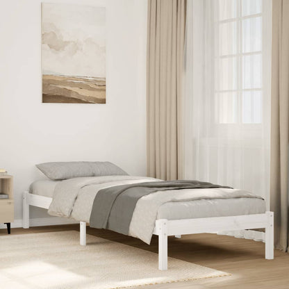 Solid Pine Extra Long White Bed Frame 90x210 cm – No Mattress