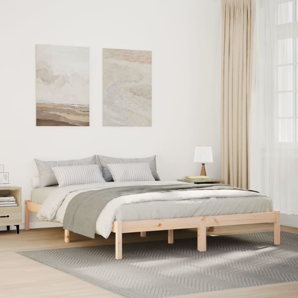 Solid Pine Extra Long Bed Frame 160x210 cm - No Mattress