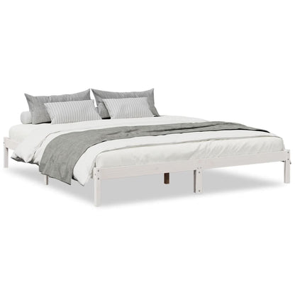 Solid Pine Extra Long Bed Frame 180x210 cm White Finish