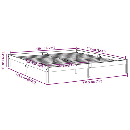 Solid Pine Extra Long Bed Frame 180x210 cm White Finish