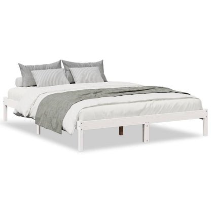 Pine Wood Extra Long Bed Frame 140x220 cm, White Finish