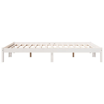 Pine Wood Extra Long Bed Frame 140x220 cm, White Finish