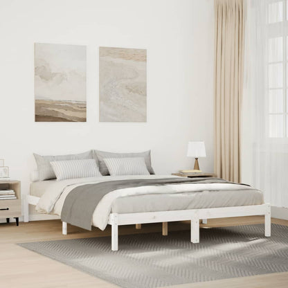 Pine Wood Extra Long Bed Frame 140x220 cm, White Finish