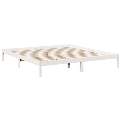 Solid Pine Extra Long Bed Frame 200x220 cm - White Finish