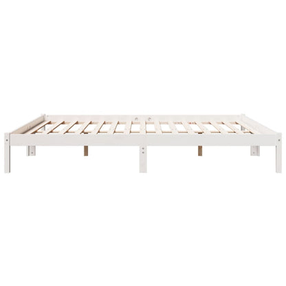Solid Pine Extra Long Bed Frame 200x220 cm - White Finish