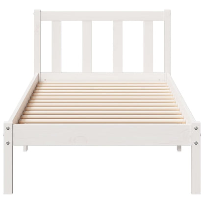 Solid Pine Extra Long Bed Frame 90x210 cm - White Finish