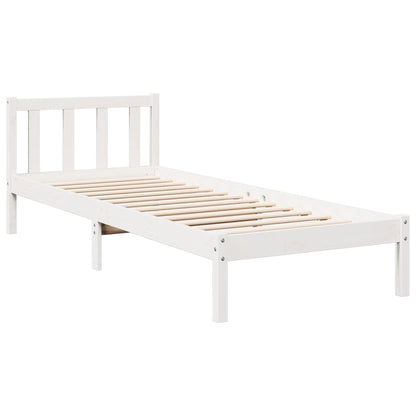 Solid Pine Extra Long Bed Frame 100x210 cm - White Finish