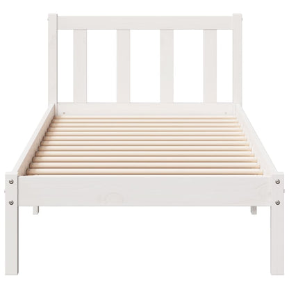 Solid Pine Extra Long Bed Frame 100x210 cm - White Finish