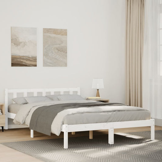 White Solid Pine Extra Long Bed Frame 160x210cm - No Mattress