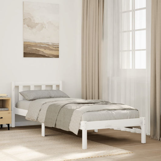 Solid Pine White 90x220 cm Extra Long Bed Frame (No Mattress)