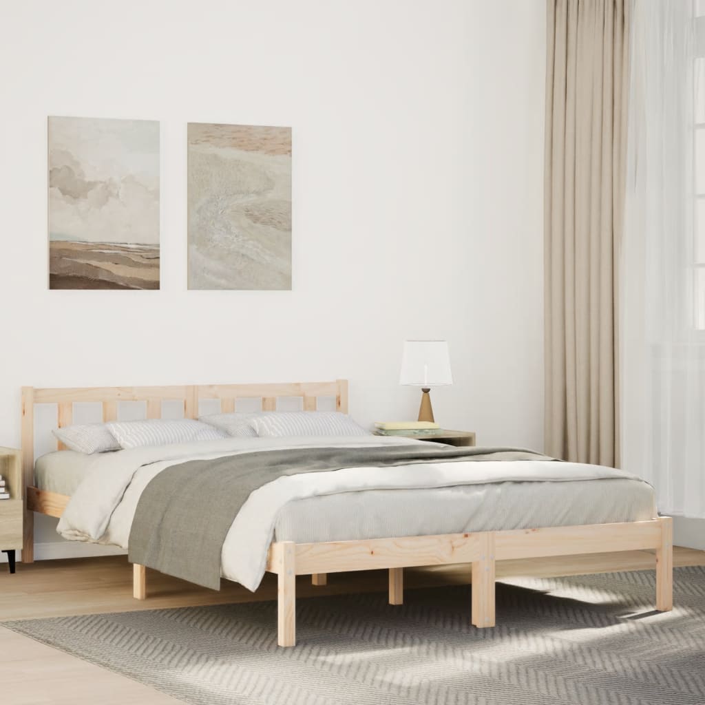 Solid Pine Extra Long Bed Frame 160x220 cm - No Mattress Included