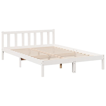 Solid Pine Extra Long Bed Frame 160x220 cm - White Finish