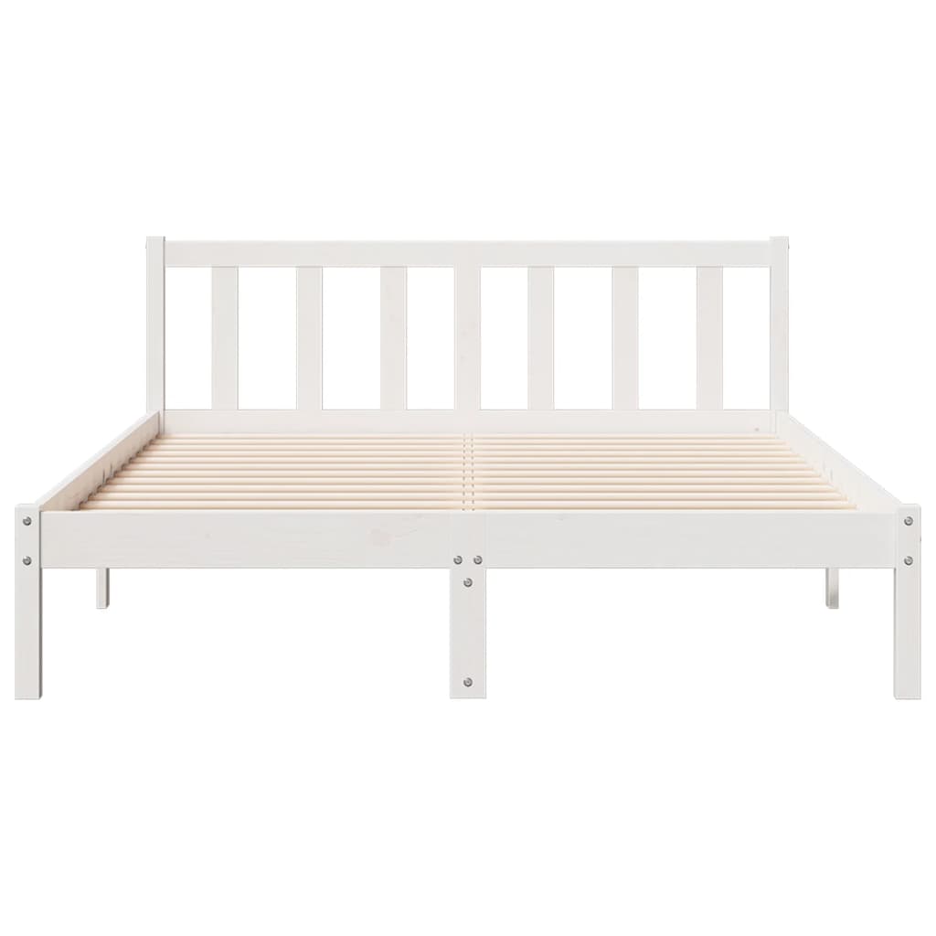 Solid Pine Extra Long Bed Frame 160x220 cm - White Finish