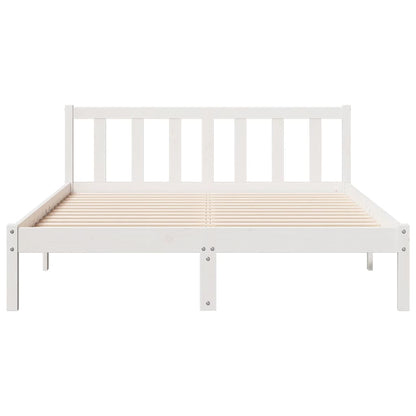 Solid Pine Extra Long Bed Frame 160x220 cm - White Finish