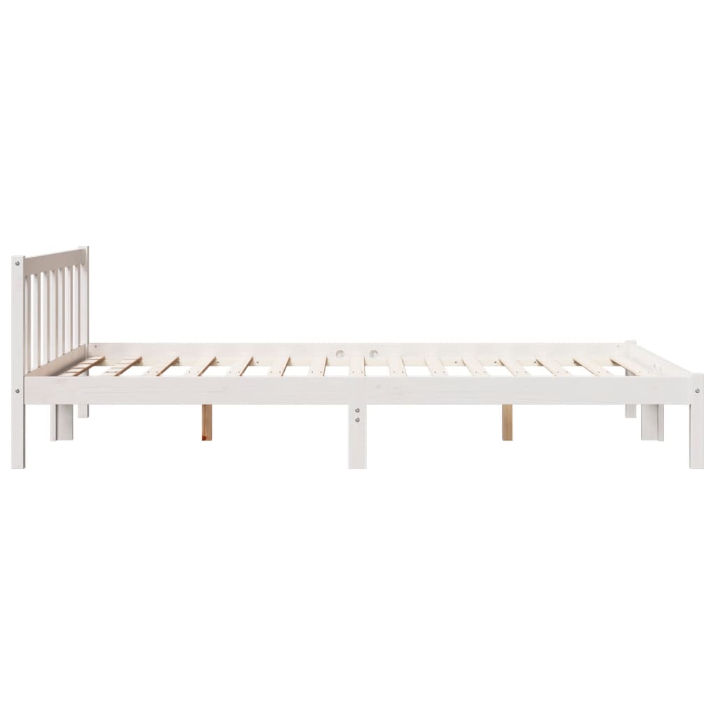 Solid Pine Extra Long Bed Frame 160x220 cm - White Finish