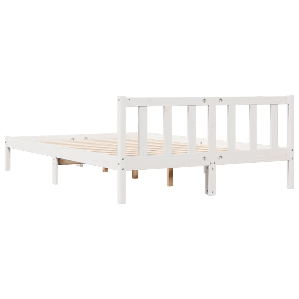 Solid Pine Extra Long Bed Frame 160x220 cm - White Finish