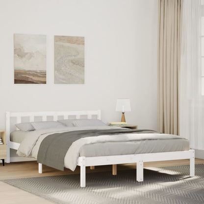 Solid Pine Extra Long Bed Frame 160x220 cm - White Finish