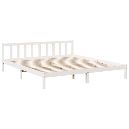 Extra Long Solid Pine Bed Frame 180x220 cm - White Finish