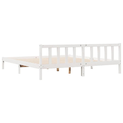 Extra Long Solid Pine Bed Frame 180x220 cm - White Finish
