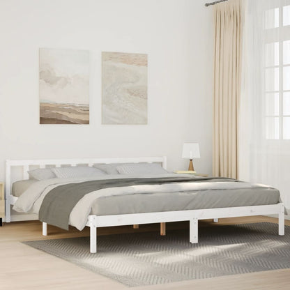 Extra Long Solid Pine Bed Frame 180x220 cm - White Finish