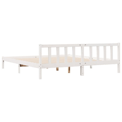Extra Long White Solid Pine Bed Frame 200x220 cm - No Mattress