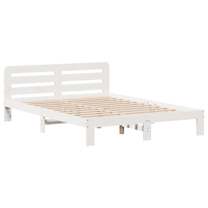 Solid Pine Wood Bed Frame 120x200cm, White Finish, No Mattress