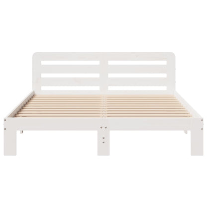 Solid Pine Wood Bed Frame 120x200cm, White Finish, No Mattress
