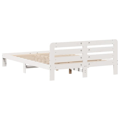 Solid Pine Wood Bed Frame 120x200cm, White Finish, No Mattress