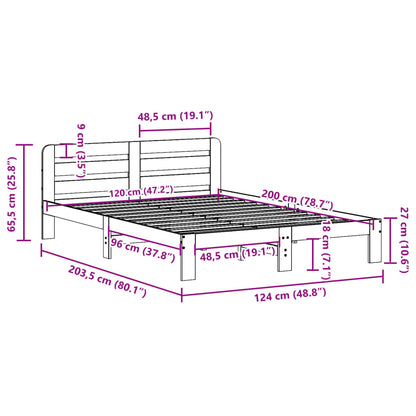 Solid Pine Bed Frame Wax Brown 120x200 cm - No Mattress Included