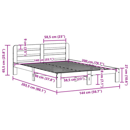Solid Wood Pine Bed Frame 140x200 cm - Mattress Not Included
